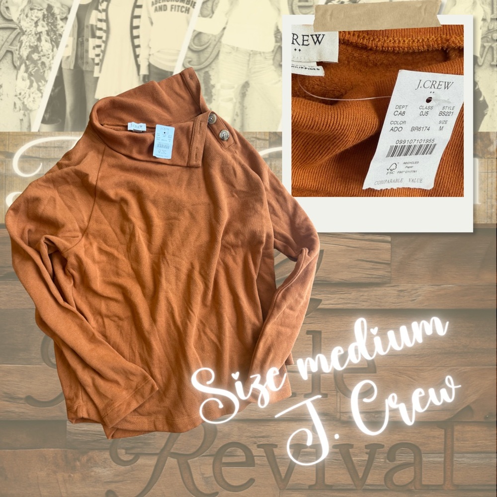 J.Crew Funnel Neck Button Pullover | Size M | Rust Brown Bundle to save! 🍁✨